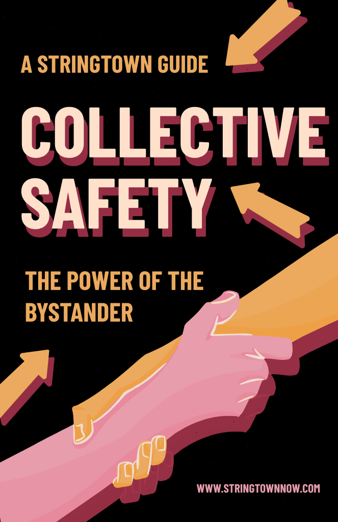 Image of a pink hand pulling on a yellow hand in a gesture of solidarity